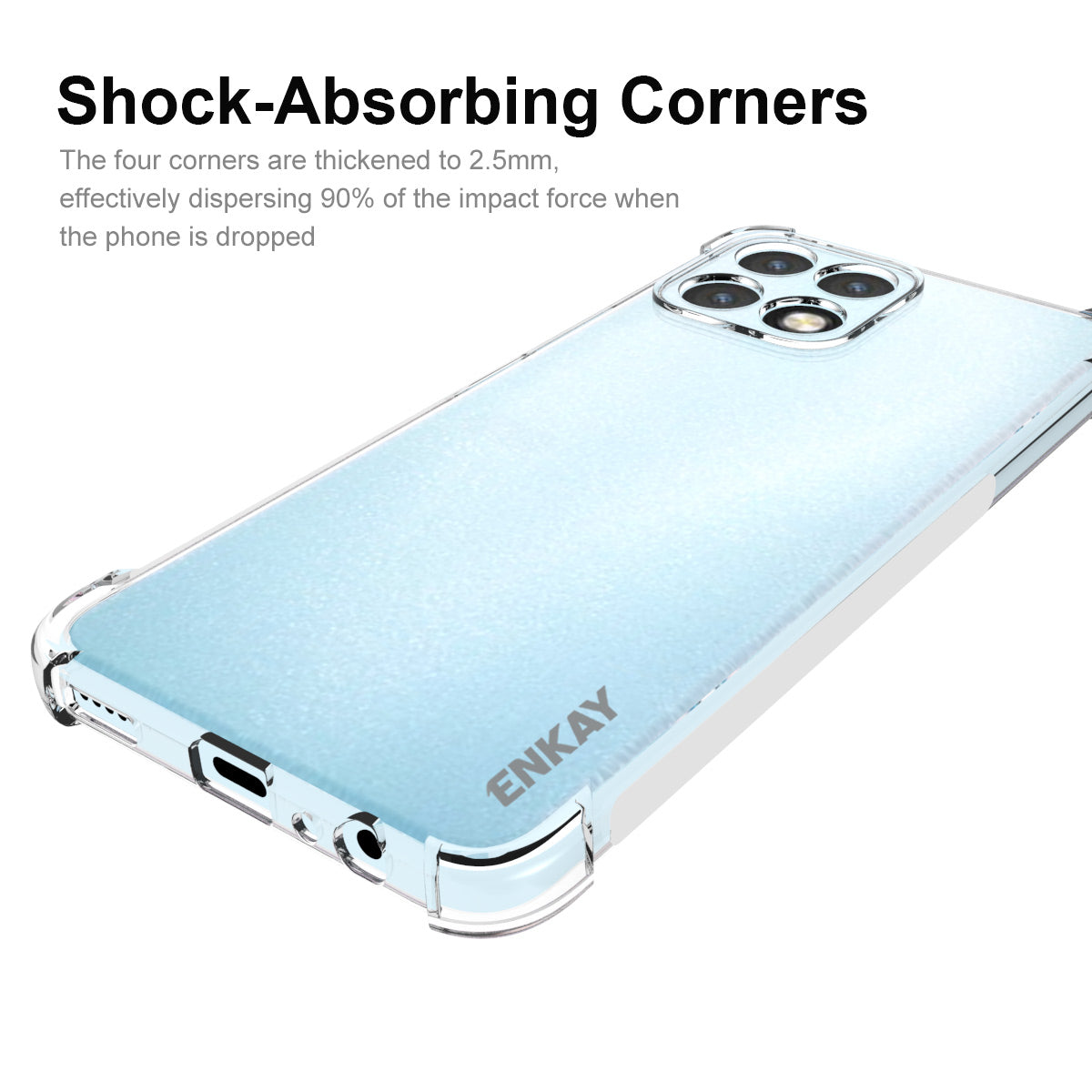 ENKAY HAT PRINCE Anti-slip Strip Edge Soft TPU Phone Case Shockproof Corners Protective Cover for Honor X30i