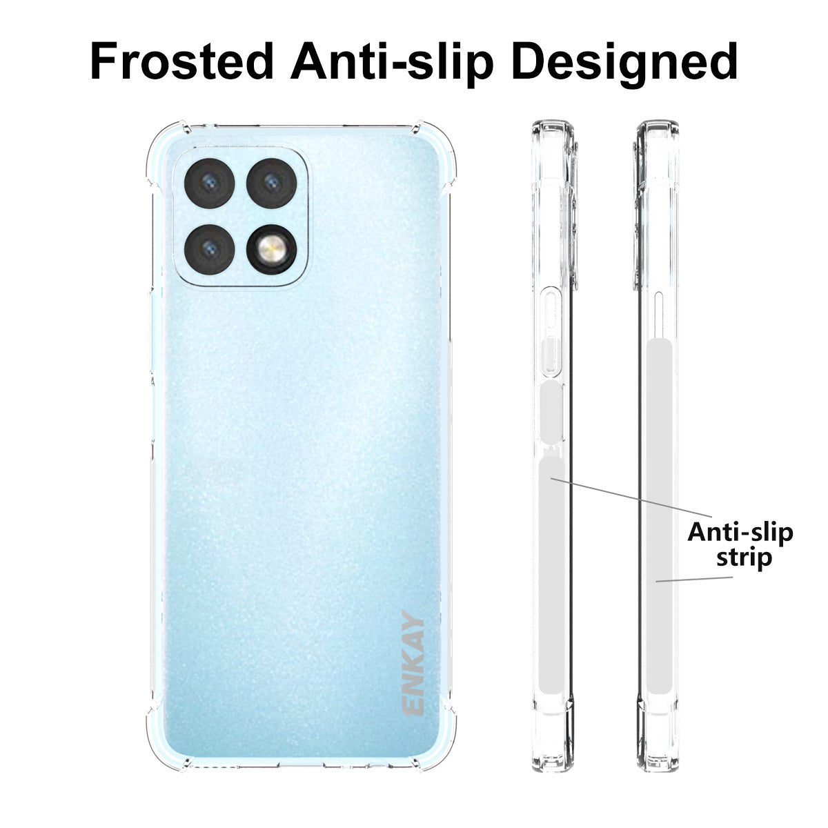 ENKAY HAT PRINCE Anti-slip Strip Edge Soft TPU Phone Case Shockproof Corners Protective Cover for Honor X30i