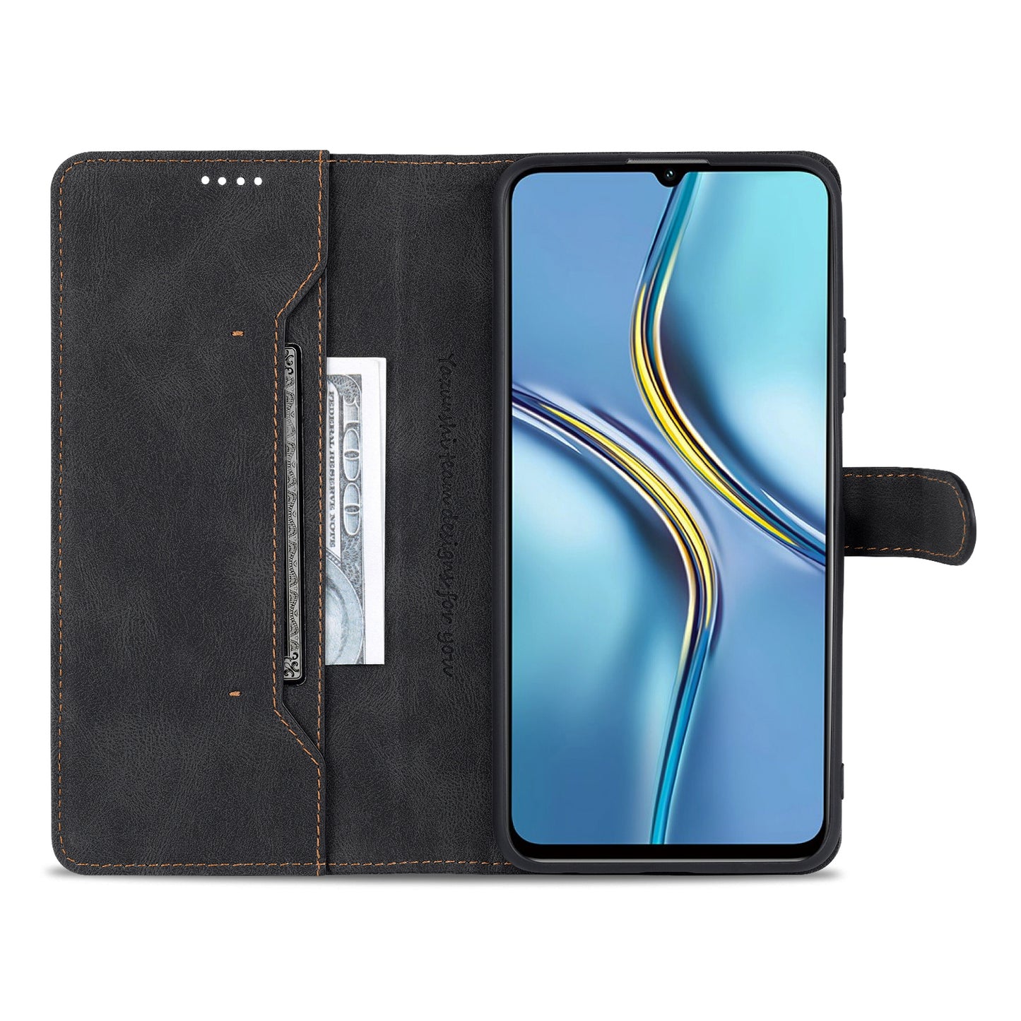 AZNS All-round Protection PU Leather Wallet Stand Shockproof Phone Case Cover for Honor X30 Max