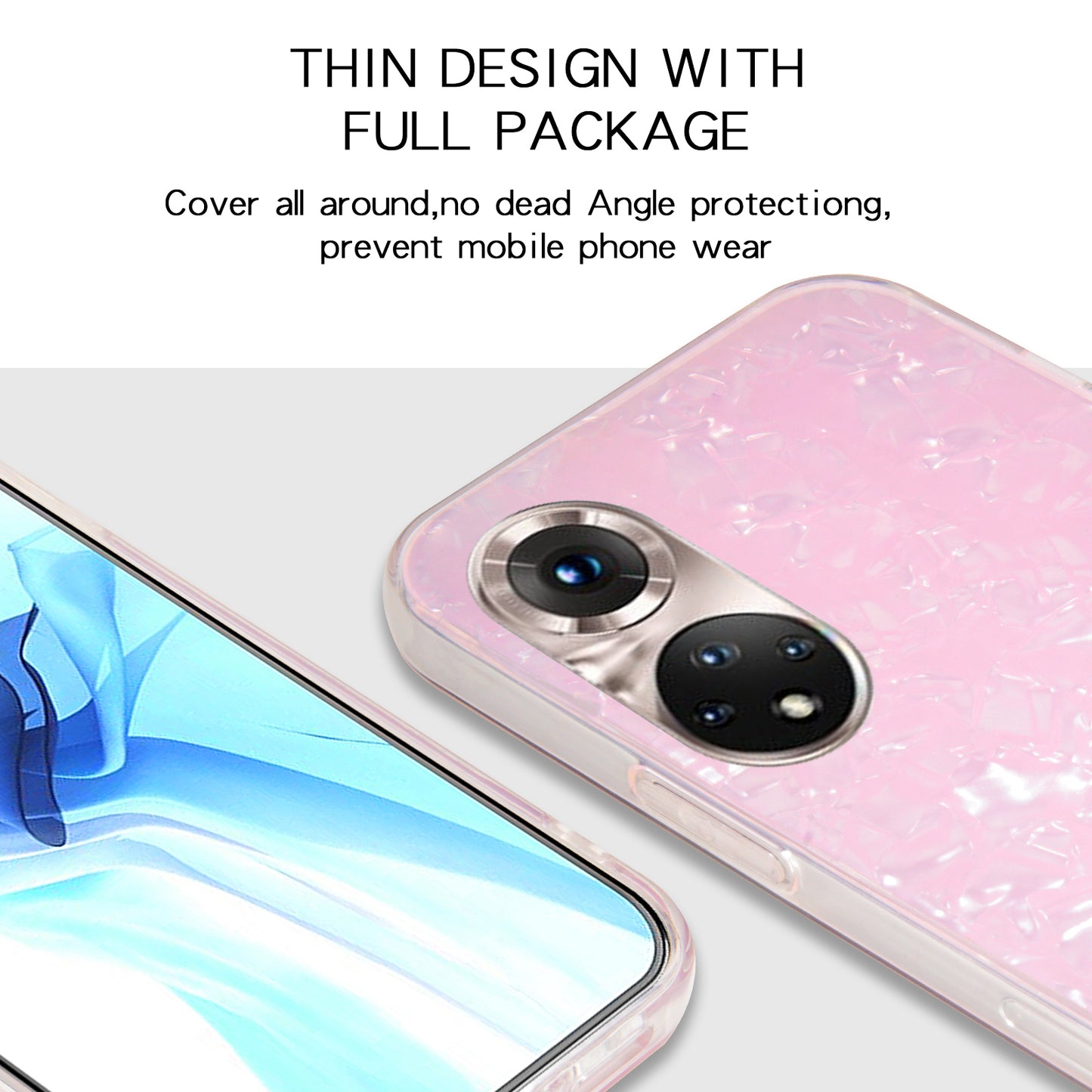 IPAKY Dual Layer Acrylic Backing + Soft TPU IMD Shockproof Protective Back Cover for Honor 50 Pro