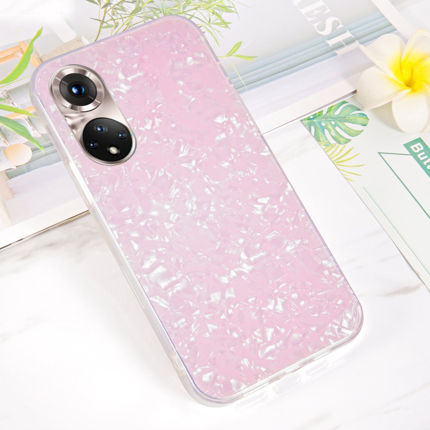 IPAKY Dual Layer Acrylic Backing + Soft TPU IMD Shockproof Protective Back Cover for Honor 50 Pro