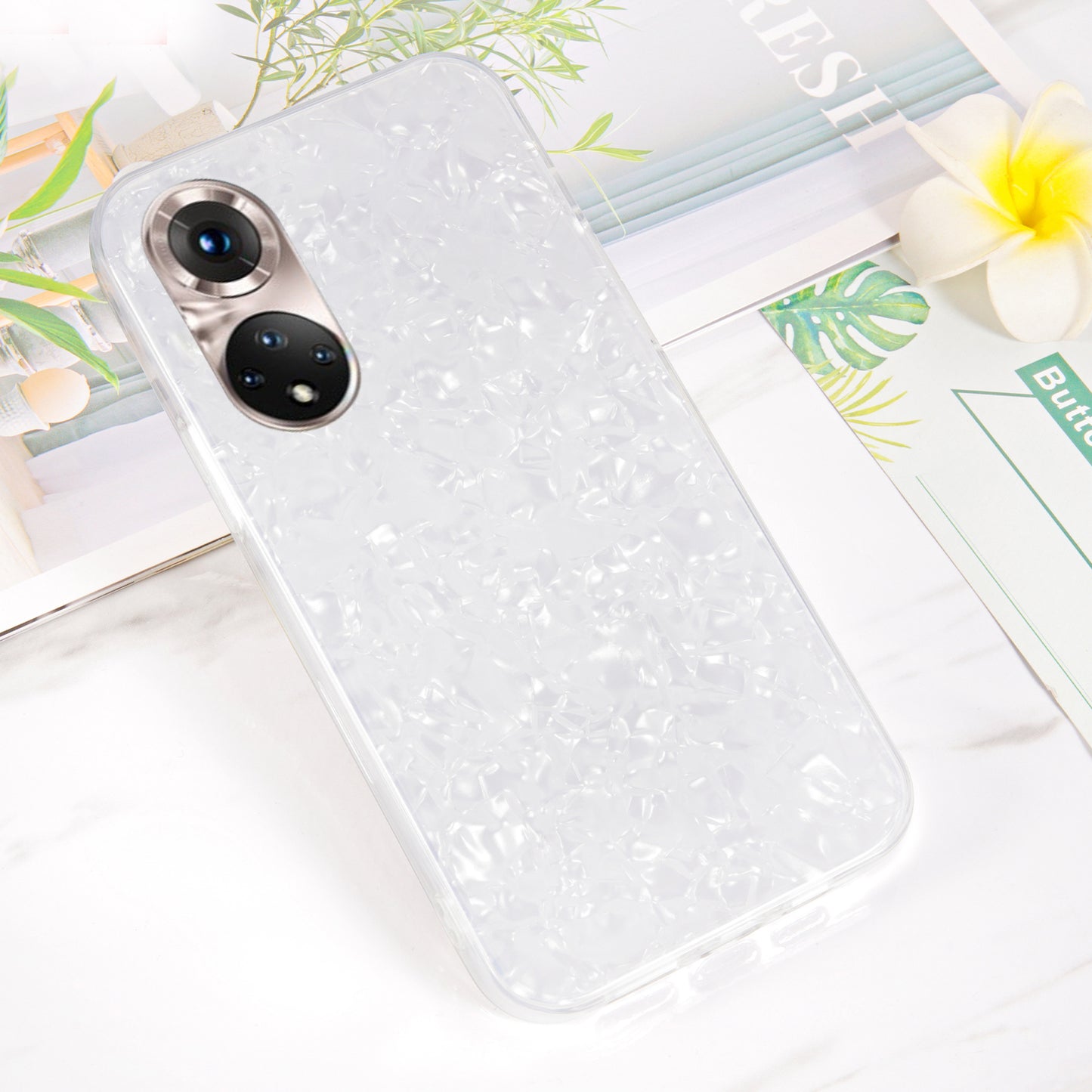 IPAKY Dual Layer Acrylic Backing + Soft TPU IMD Shockproof Protective Back Cover for Honor 50 Pro