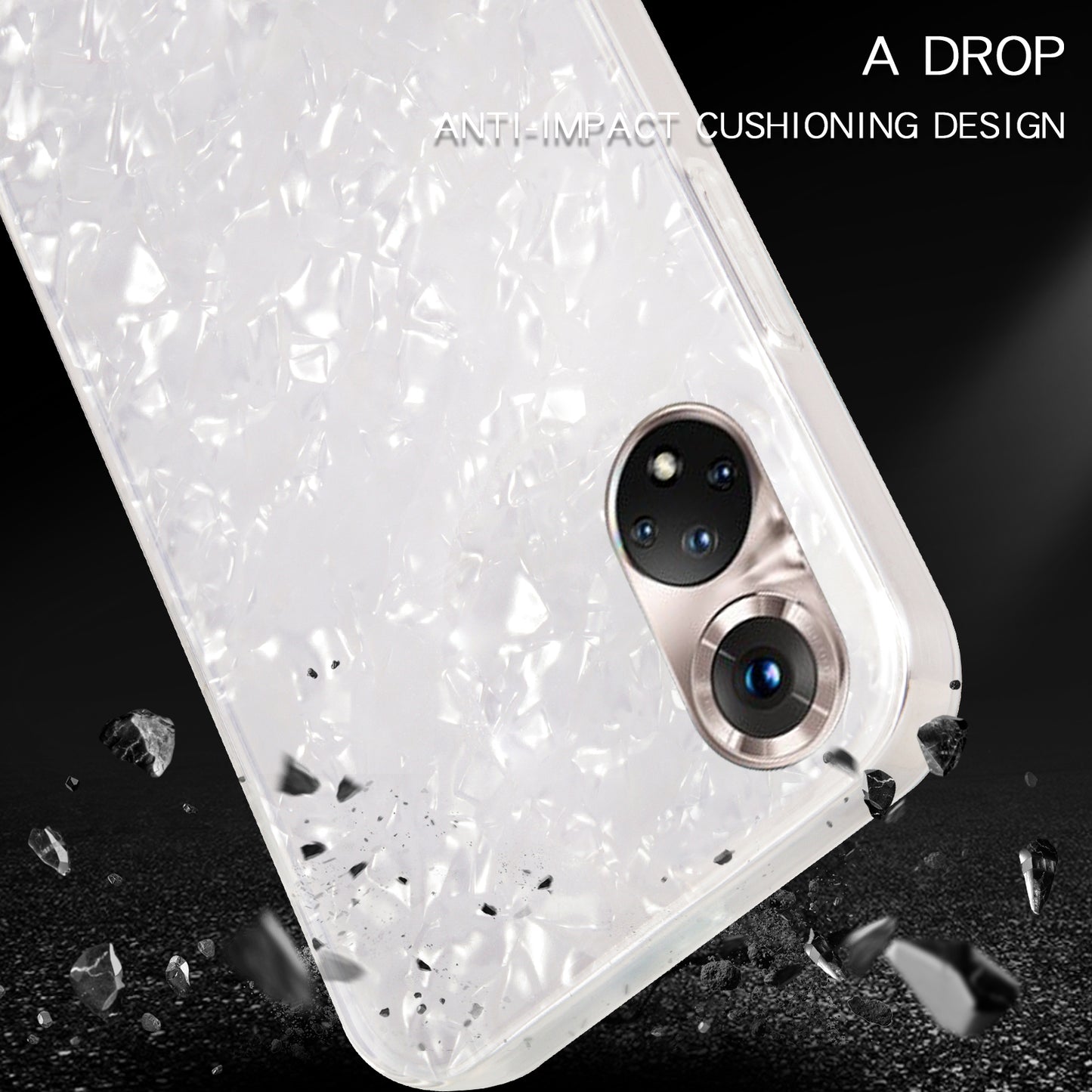 IPAKY Dual Layer Acrylic Backing + Soft TPU IMD Shockproof Protective Back Cover for Honor 50 Pro