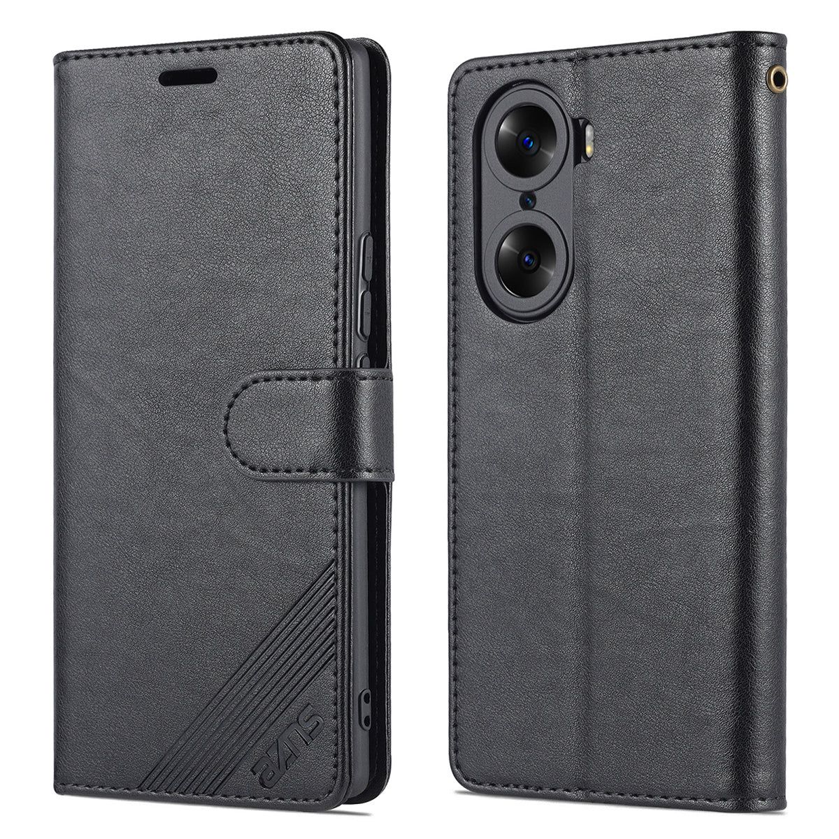 AZNS Stylish Textured PU Leather Stand Wallet Case Magnetic Clasp Shock-absorption Cover for Honor 60