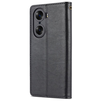 AZNS Stylish Textured PU Leather Stand Wallet Case Magnetic Clasp Shock-absorption Cover for Honor 60