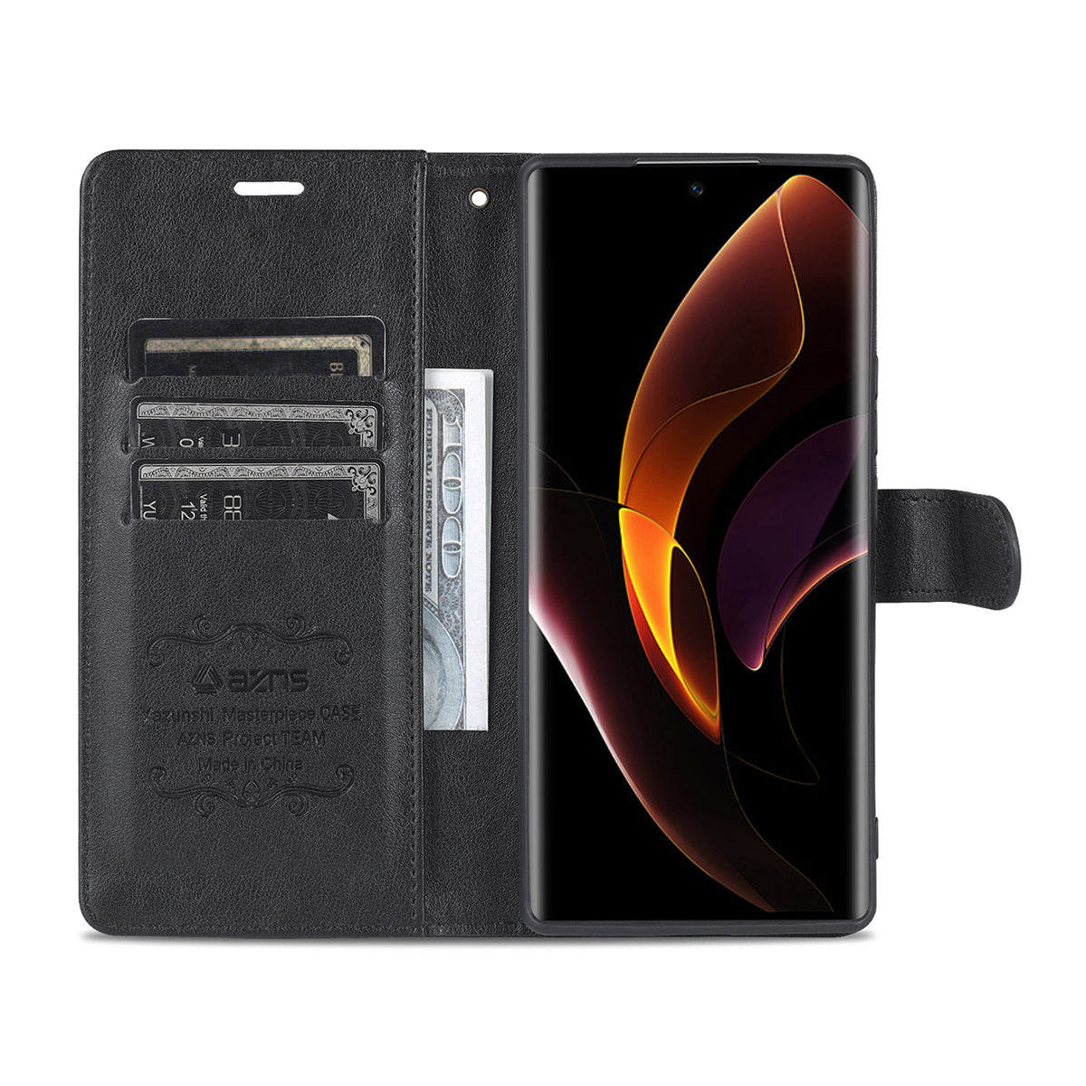 AZNS Stylish Textured PU Leather Stand Wallet Case Magnetic Clasp Shock-absorption Cover for Honor 60
