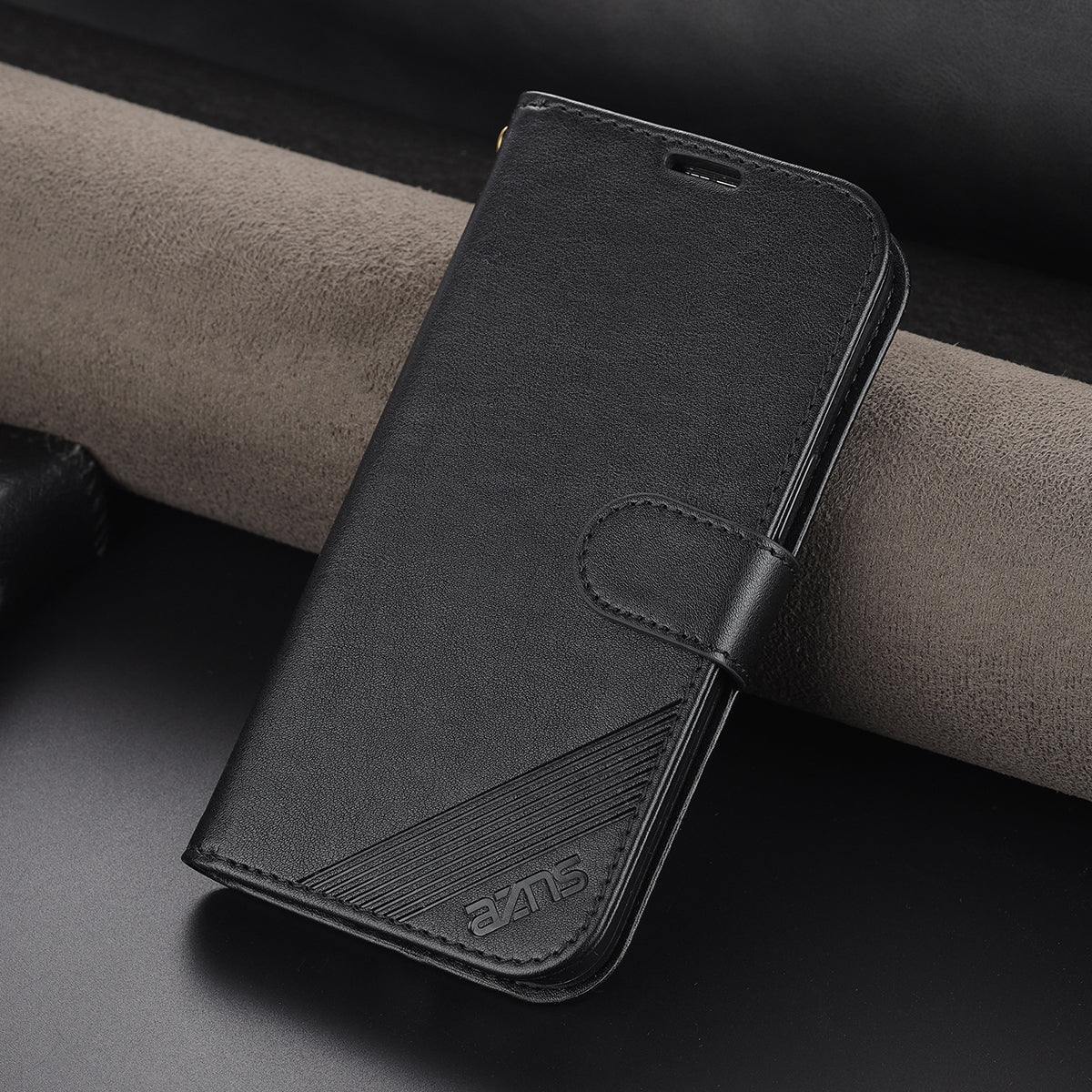 AZNS Stylish Textured PU Leather Stand Wallet Case Magnetic Clasp Shock-absorption Cover for Honor 60
