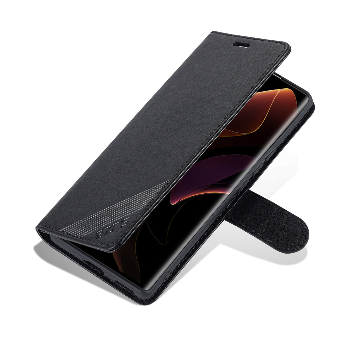 AZNS Stylish Textured PU Leather Stand Wallet Case Magnetic Clasp Shock-absorption Cover for Honor 60