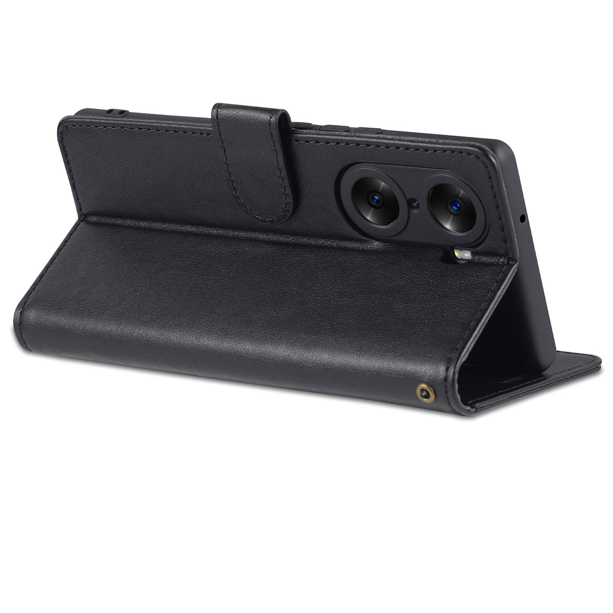 AZNS Stylish Textured PU Leather Stand Wallet Case Magnetic Clasp Shock-absorption Cover for Honor 60