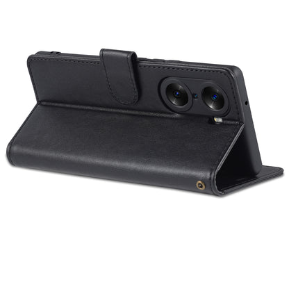 AZNS Stylish Textured PU Leather Stand Wallet Case Magnetic Clasp Shock-absorption Cover for Honor 60