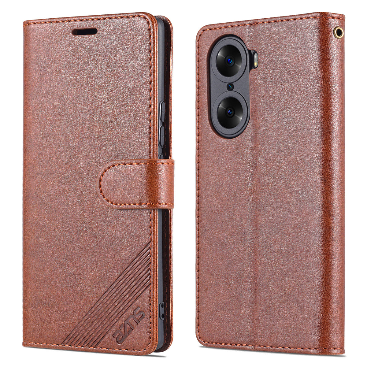 AZNS Stylish Textured PU Leather Stand Wallet Case Magnetic Clasp Shock-absorption Cover for Honor 60