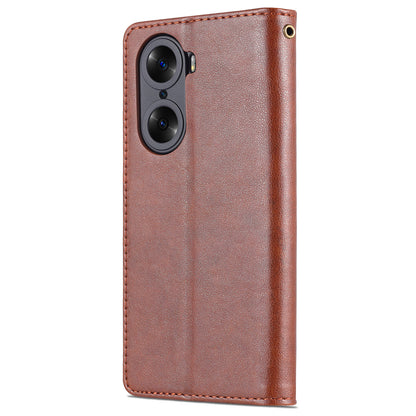 AZNS Stylish Textured PU Leather Stand Wallet Case Magnetic Clasp Shock-absorption Cover for Honor 60