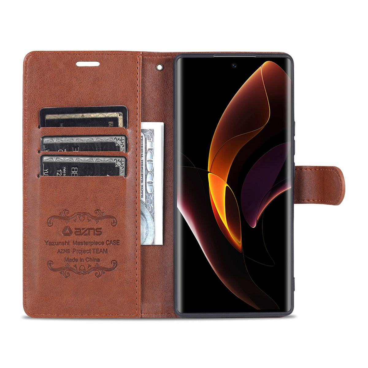 AZNS Stylish Textured PU Leather Stand Wallet Case Magnetic Clasp Shock-absorption Cover for Honor 60