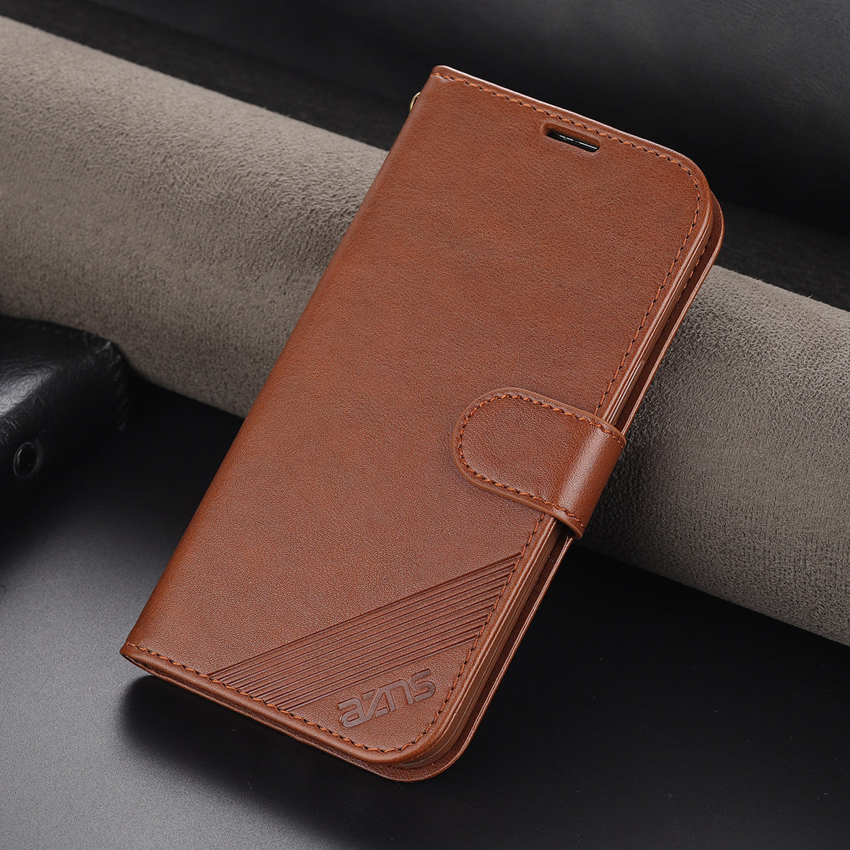 AZNS Stylish Textured PU Leather Stand Wallet Case Magnetic Clasp Shock-absorption Cover for Honor 60