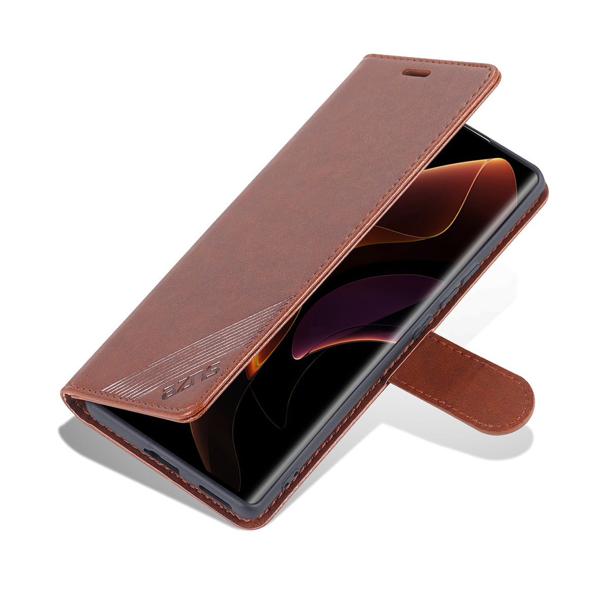 AZNS Stylish Textured PU Leather Stand Wallet Case Magnetic Clasp Shock-absorption Cover for Honor 60