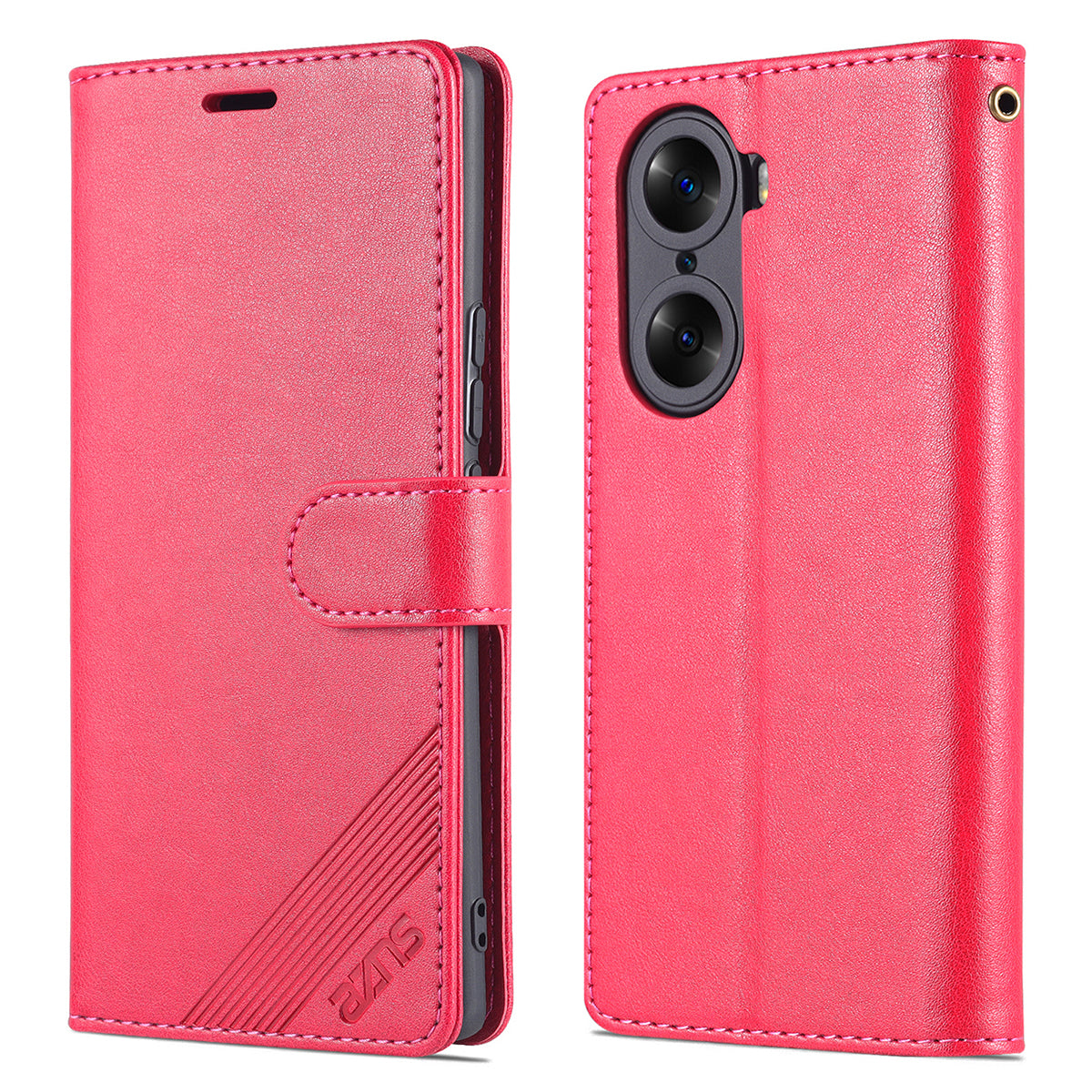 AZNS Stylish Textured PU Leather Stand Wallet Case Magnetic Clasp Shock-absorption Cover for Honor 60
