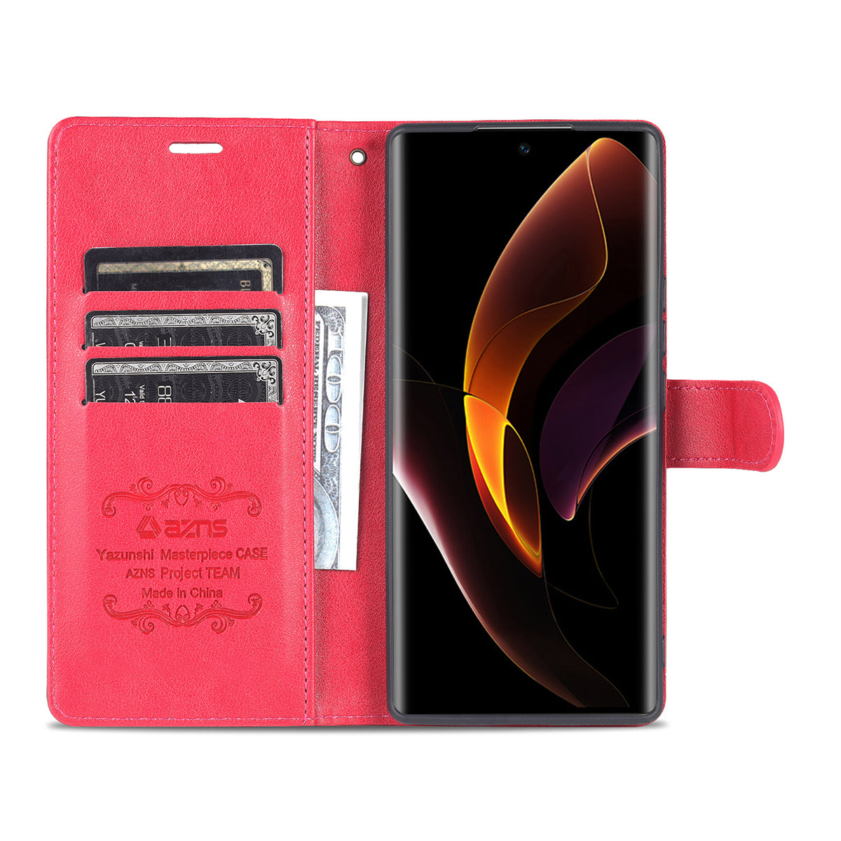 AZNS Stylish Textured PU Leather Stand Wallet Case Magnetic Clasp Shock-absorption Cover for Honor 60