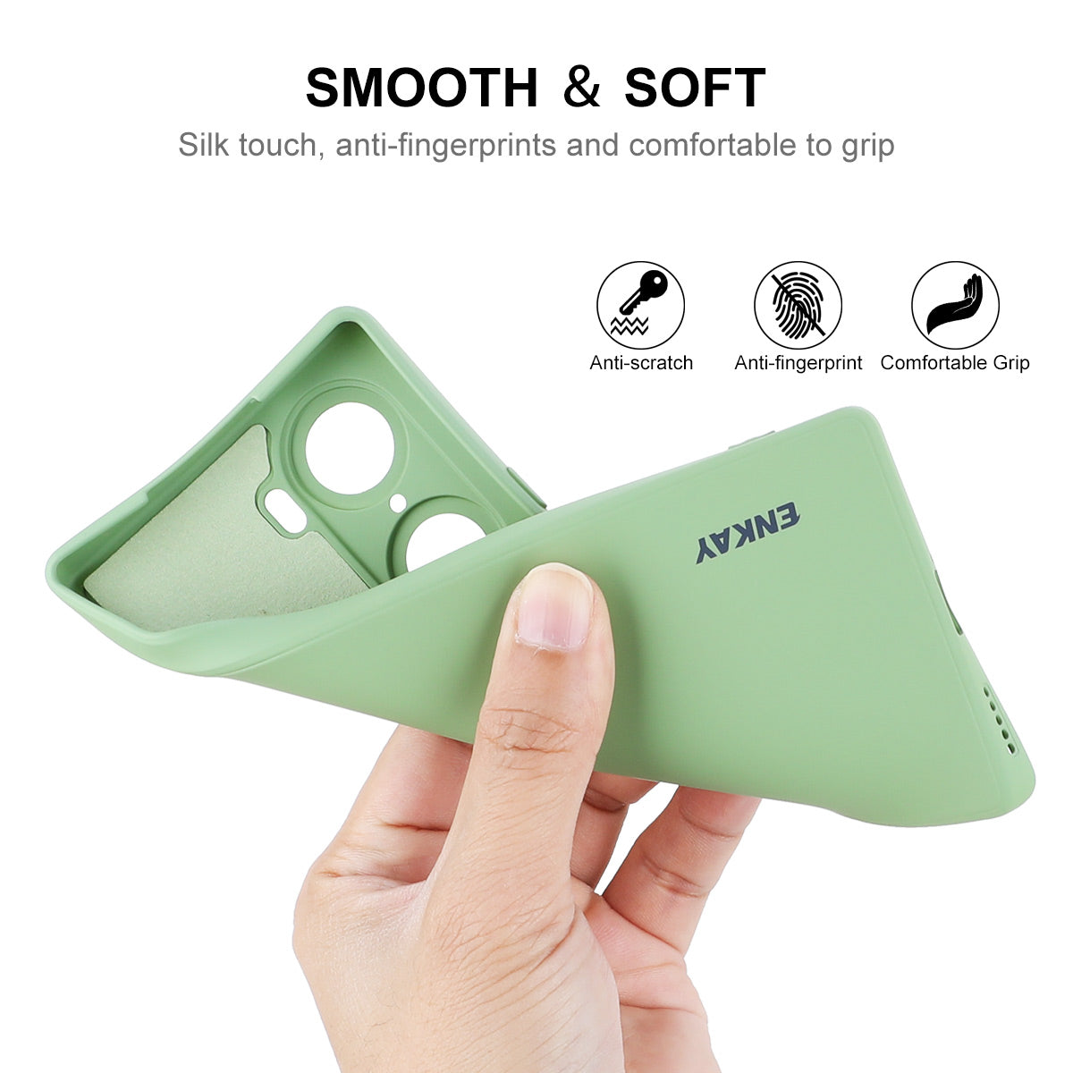 ENKAY HAT PRINCE Liquid Silicone Smartphone Shell Anti-Drop Shockproof Cellphone Bag Case Precise Cutout Hole Opening Phone Cover for Honor 60