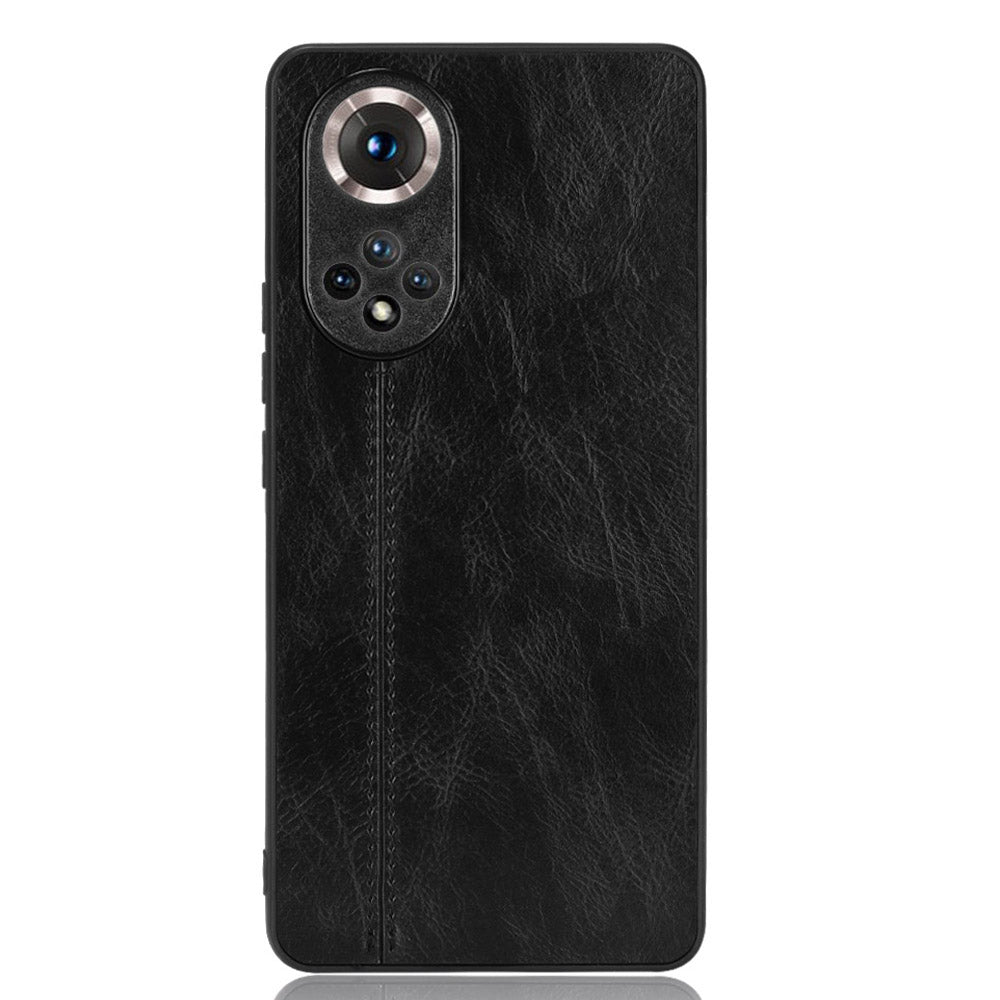 Stitching Line Lightweight Retro Textured PU Leather Coated PC + TPU Phone Cover Case for Honor 50