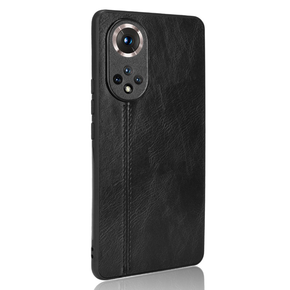 Stitching Line Lightweight Retro Textured PU Leather Coated PC + TPU Phone Cover Case for Honor 50