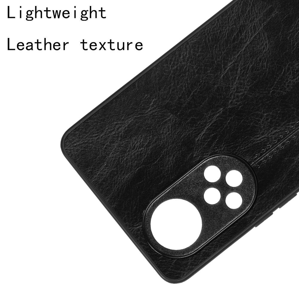Stitching Line Lightweight Retro Textured PU Leather Coated PC + TPU Phone Cover Case for Honor 50