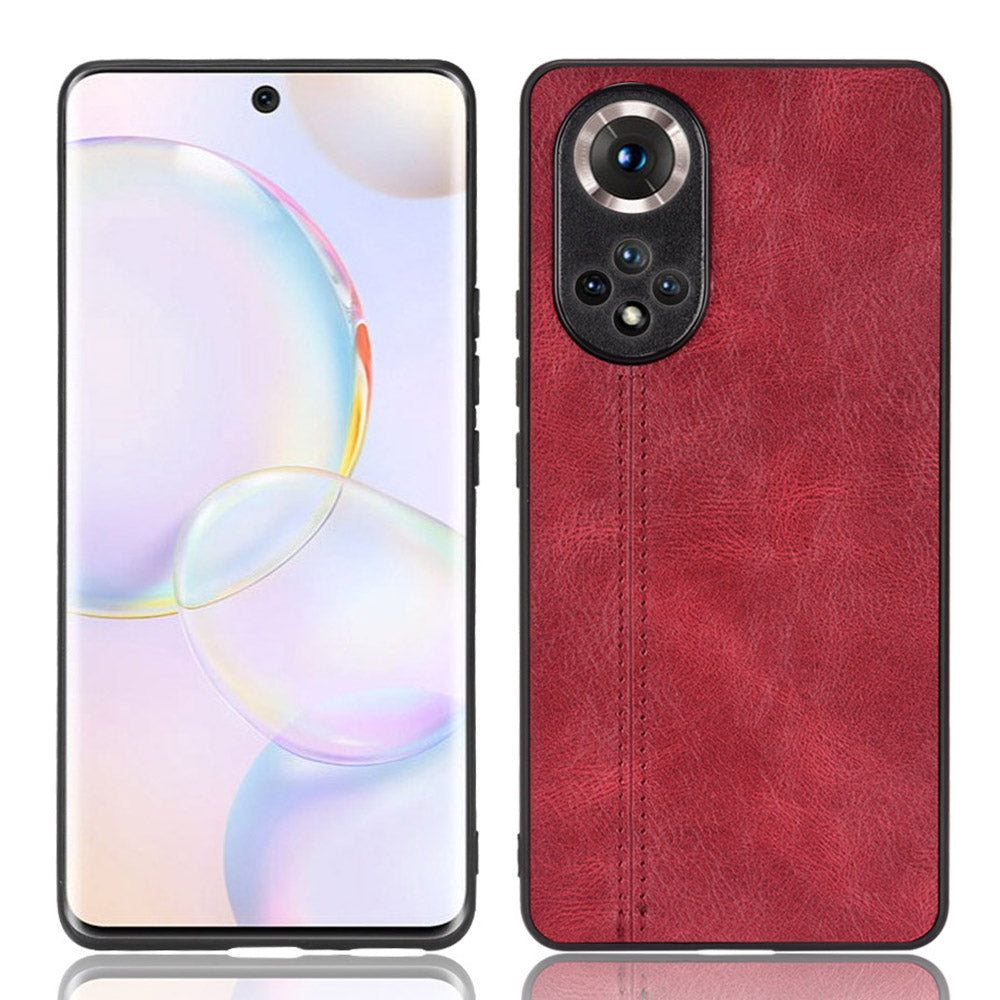 Stitching Line Lightweight Retro Textured PU Leather Coated PC + TPU Phone Cover Case for Honor 50