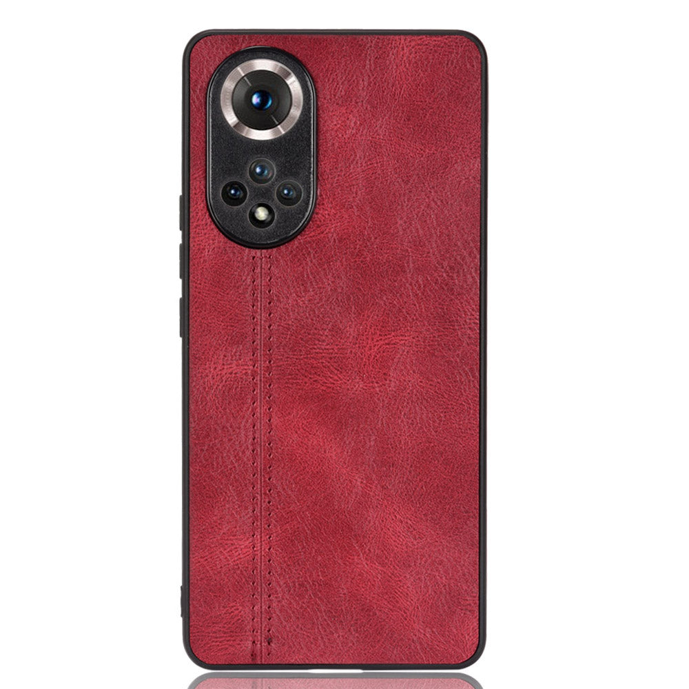 Stitching Line Lightweight Retro Textured PU Leather Coated PC + TPU Phone Cover Case for Honor 50