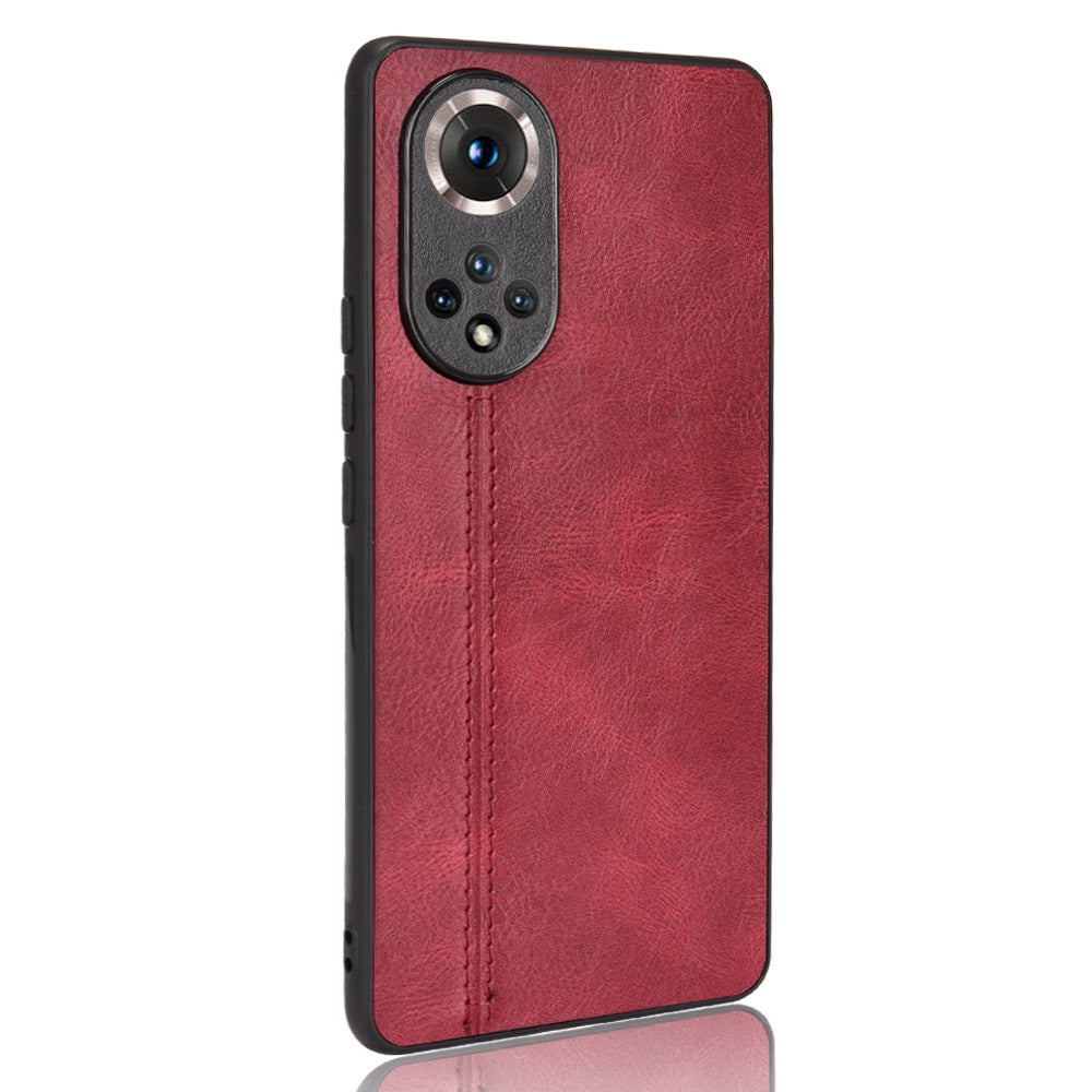 Stitching Line Lightweight Retro Textured PU Leather Coated PC + TPU Phone Cover Case for Honor 50