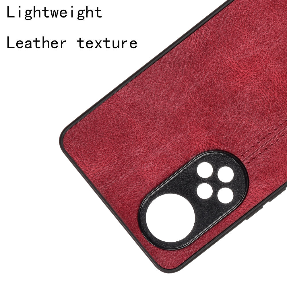Stitching Line Lightweight Retro Textured PU Leather Coated PC + TPU Phone Cover Case for Honor 50
