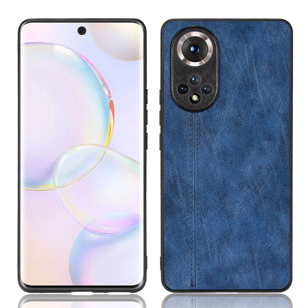 Stitching Line Lightweight Retro Textured PU Leather Coated PC + TPU Phone Cover Case for Honor 50