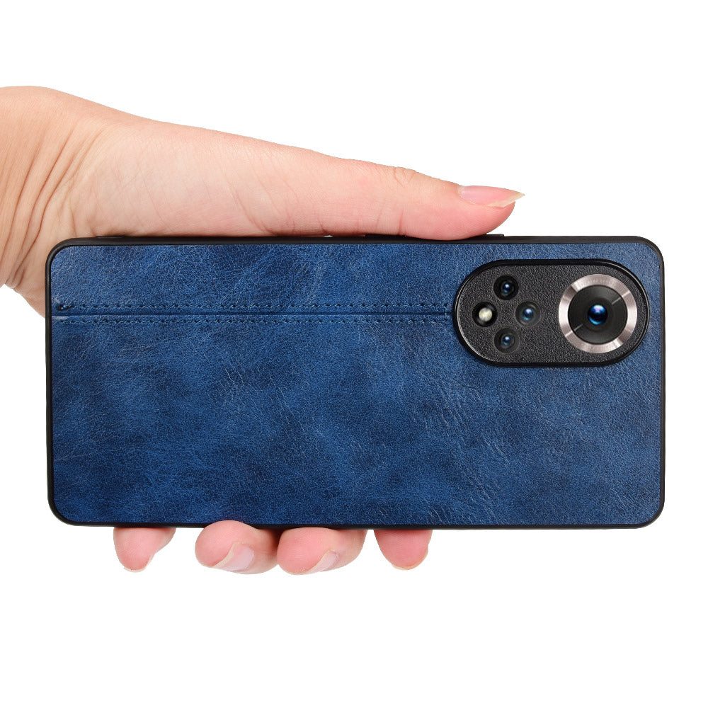 Stitching Line Lightweight Retro Textured PU Leather Coated PC + TPU Phone Cover Case for Honor 50