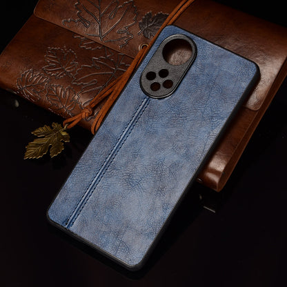 Stitching Line Lightweight Retro Textured PU Leather Coated PC + TPU Phone Cover Case for Honor 50