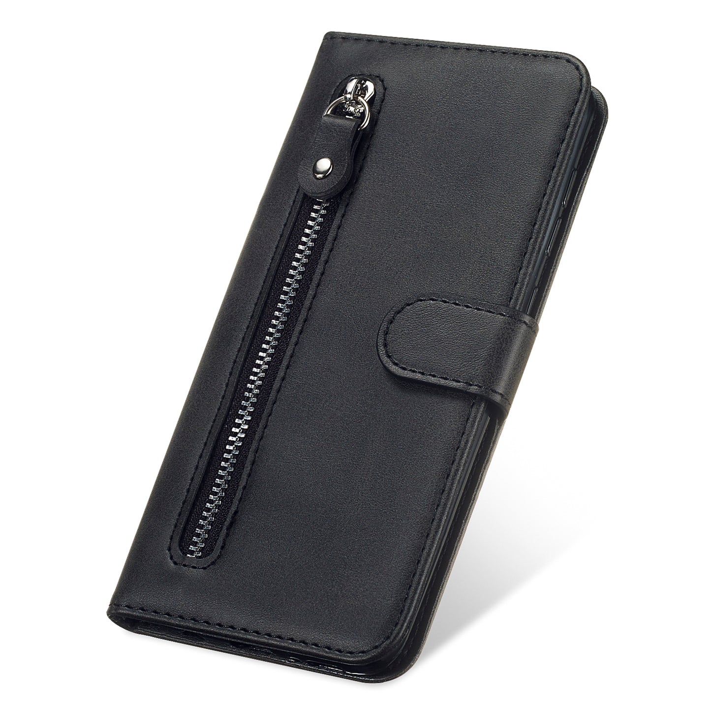 Drop Proof PU Leather Zippered Pocket Phone Case Coin Holder Wallet Stand Folding Case for Honor 60