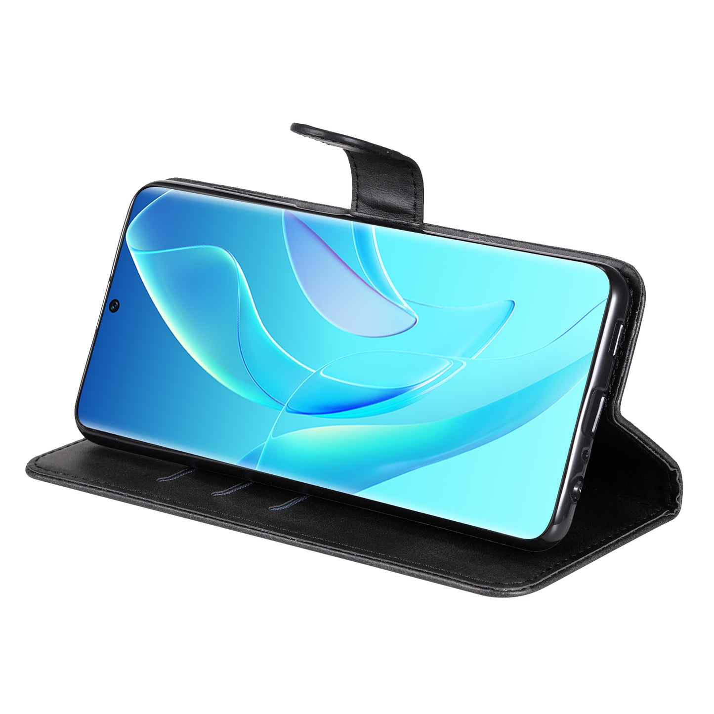 Drop Proof PU Leather Zippered Pocket Phone Case Coin Holder Wallet Stand Folding Case for Honor 60