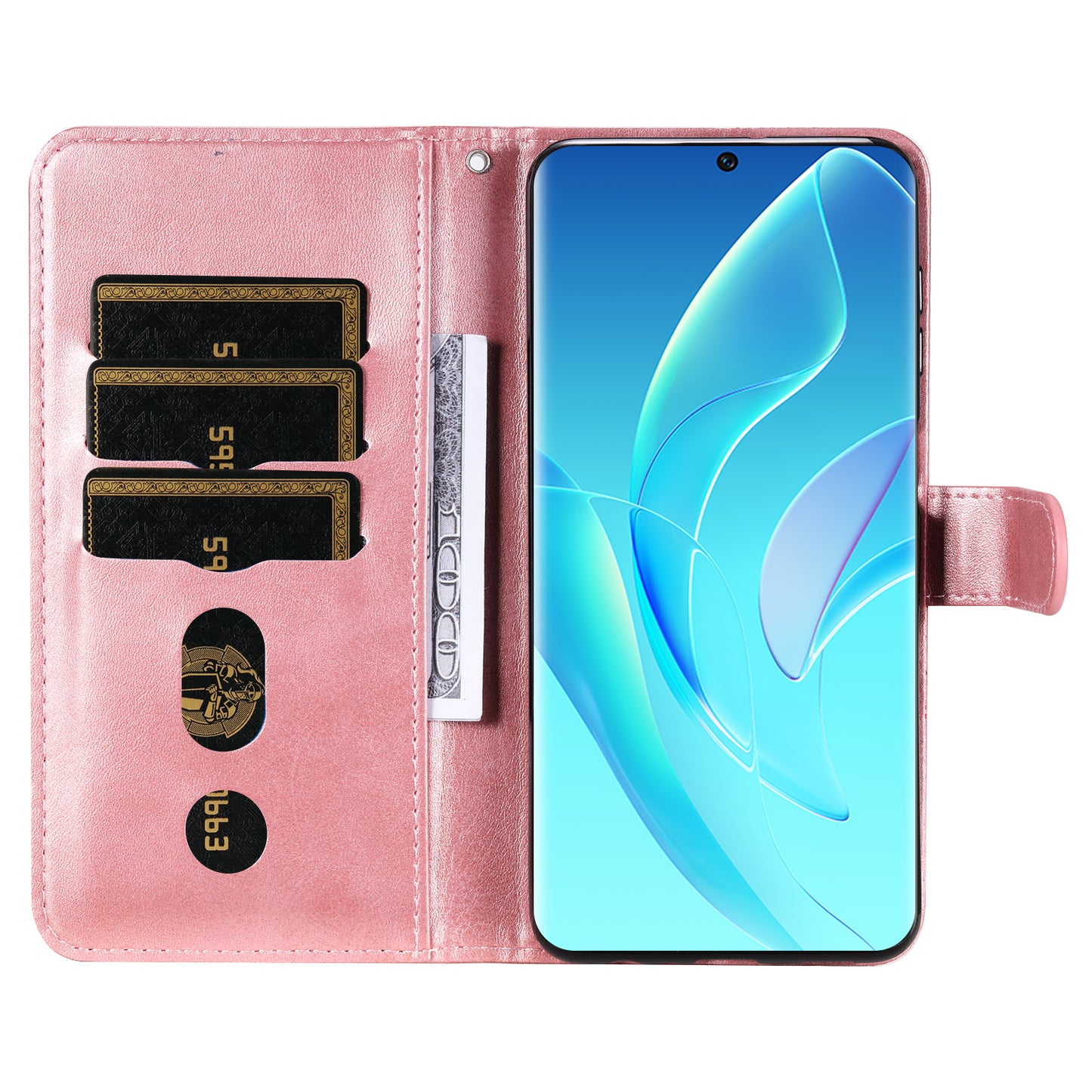 Drop Proof PU Leather Zippered Pocket Phone Case Coin Holder Wallet Stand Folding Case for Honor 60