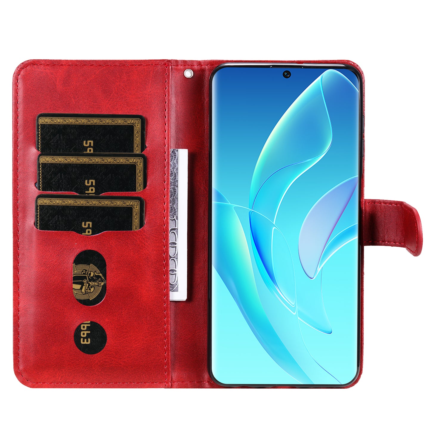 Drop Proof PU Leather Zippered Pocket Phone Case Coin Holder Wallet Stand Folding Case for Honor 60