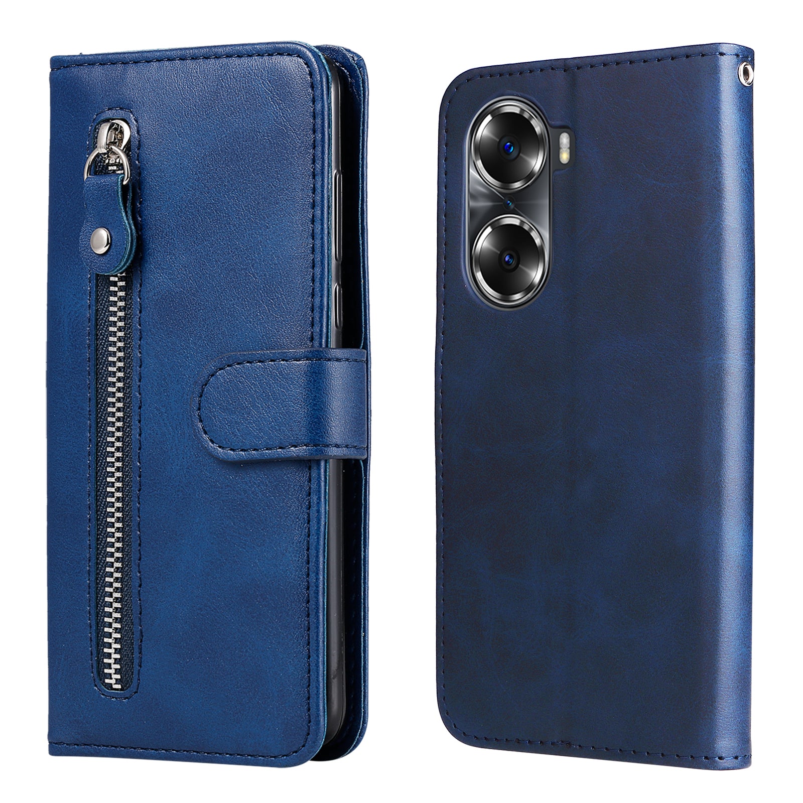 Drop Proof PU Leather Zippered Pocket Phone Case Coin Holder Wallet Stand Folding Case for Honor 60