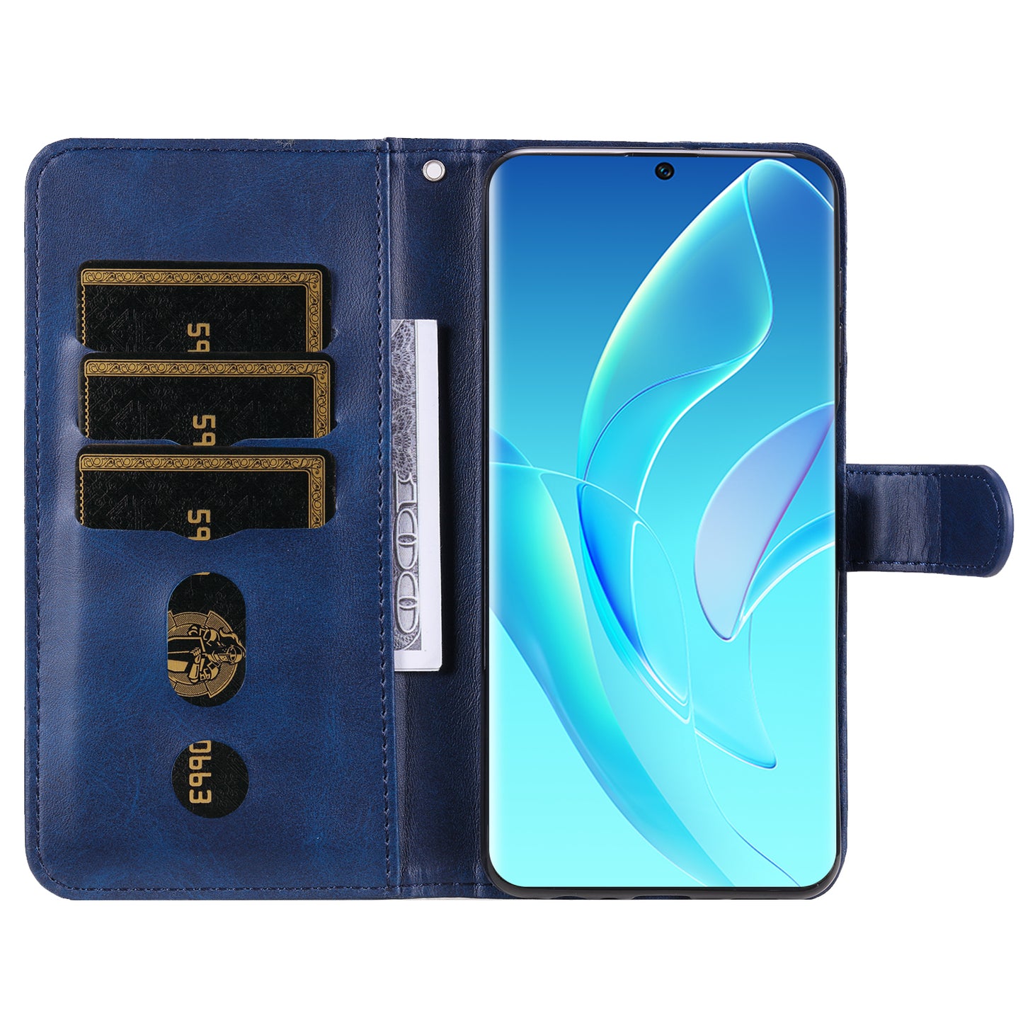 Drop Proof PU Leather Zippered Pocket Phone Case Coin Holder Wallet Stand Folding Case for Honor 60