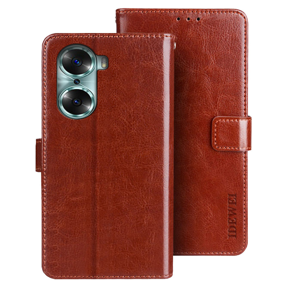 IDEWEI For Honor 60 Pro All-round Protection Crazy Horse Texture Leather Case Wallet Stand Cover