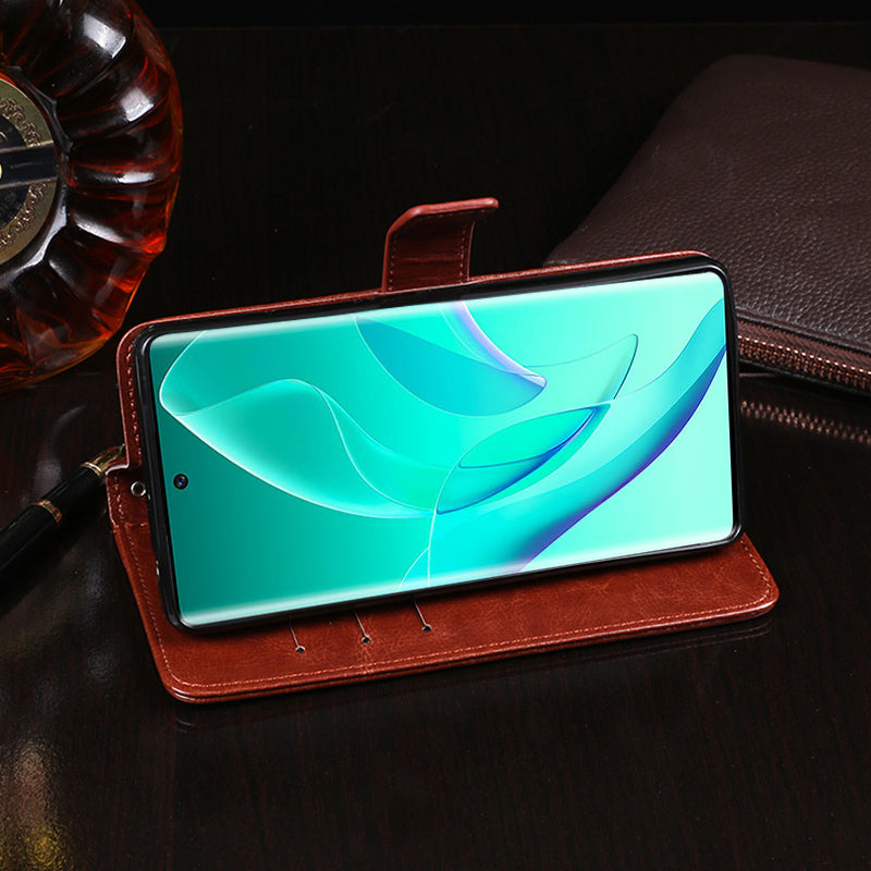 IDEWEI For Honor 60 Pro All-round Protection Crazy Horse Texture Leather Case Wallet Stand Cover