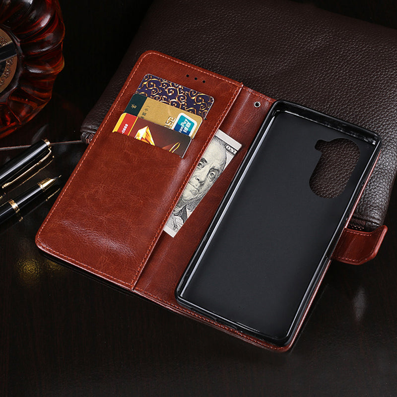 IDEWEI For Honor 60 Pro All-round Protection Crazy Horse Texture Leather Case Wallet Stand Cover