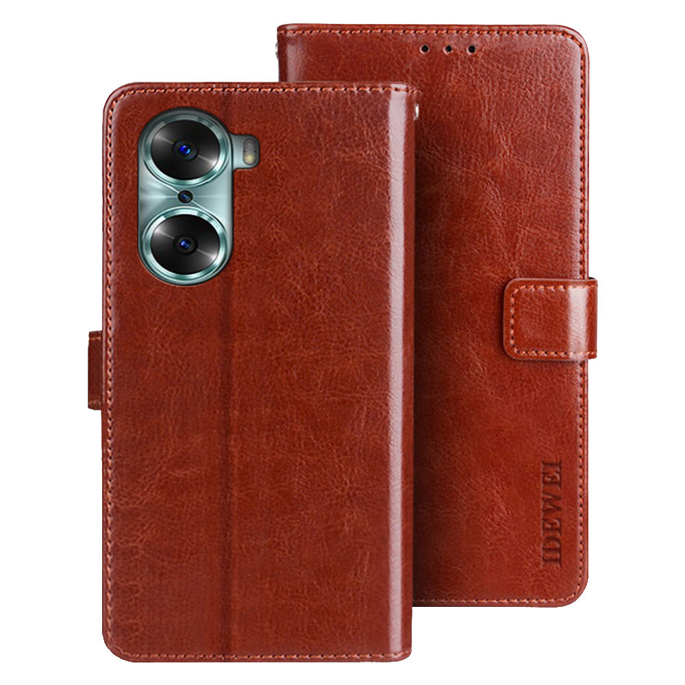 IDEWEI For Honor 60 Wallet Stand Folio Flip Phone Case Crazy Horse Texture Leather Cover