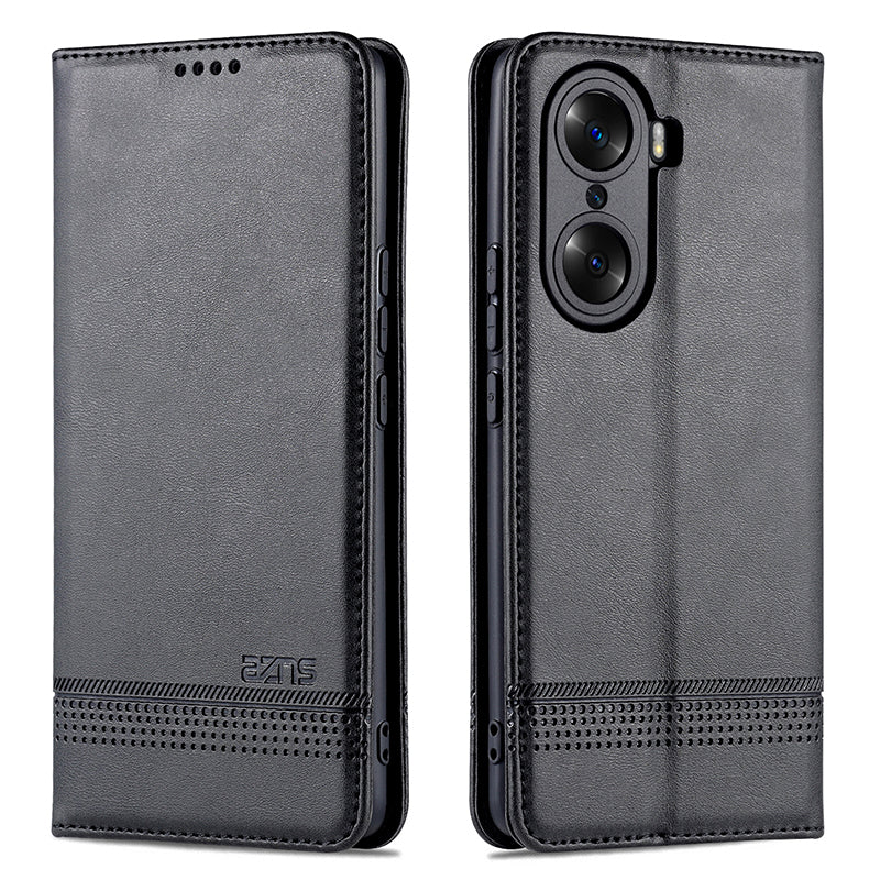 AZNS PU Leather + TPU Wallet Flip Case Magnetic Absorption Folding Stand Protective Cover for Honor 60 Pro
