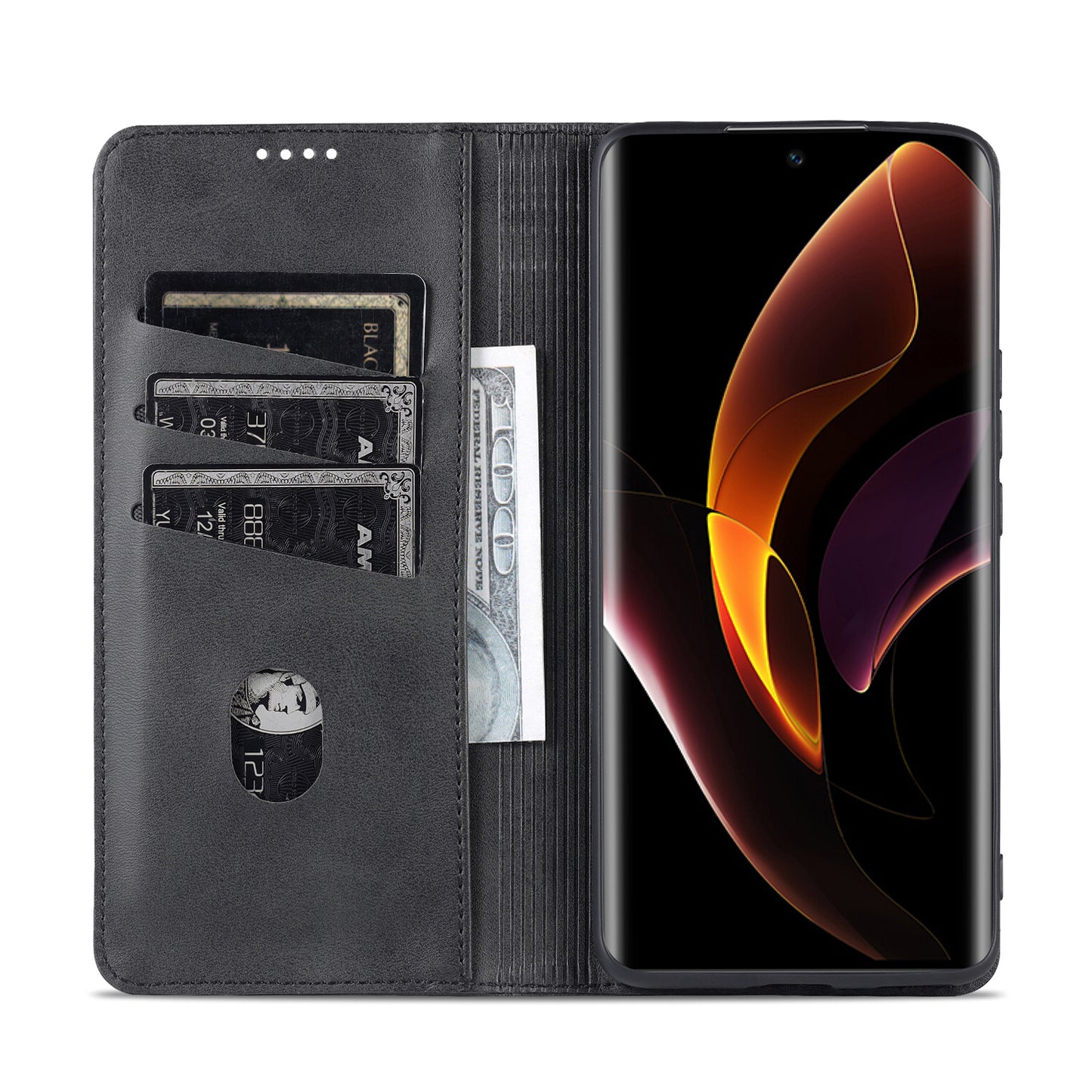 AZNS PU Leather + TPU Wallet Flip Case Magnetic Absorption Folding Stand Protective Cover for Honor 60 Pro
