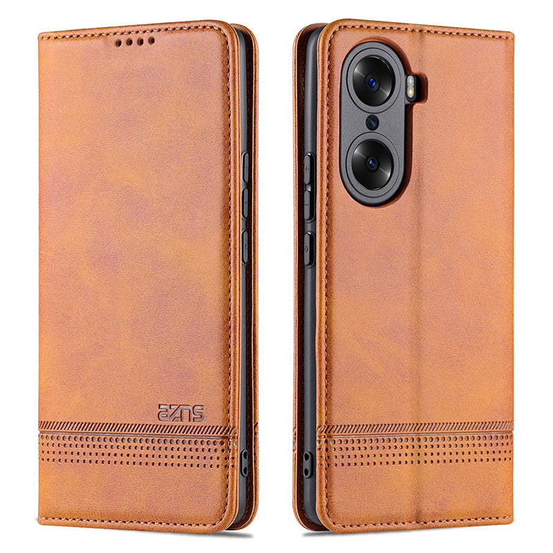 AZNS PU Leather + TPU Wallet Flip Case Magnetic Absorption Folding Stand Protective Cover for Honor 60 Pro