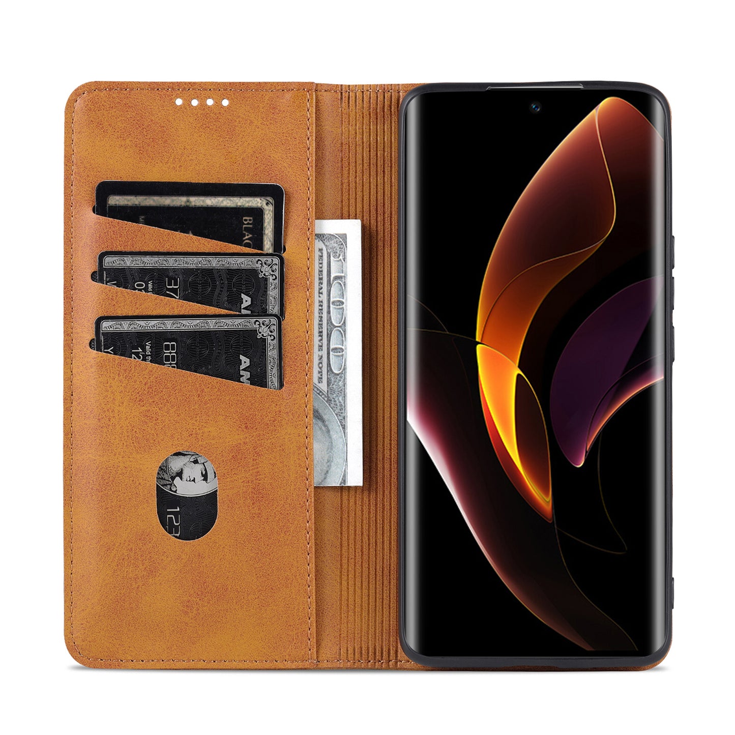 AZNS PU Leather + TPU Wallet Flip Case Magnetic Absorption Folding Stand Protective Cover for Honor 60 Pro