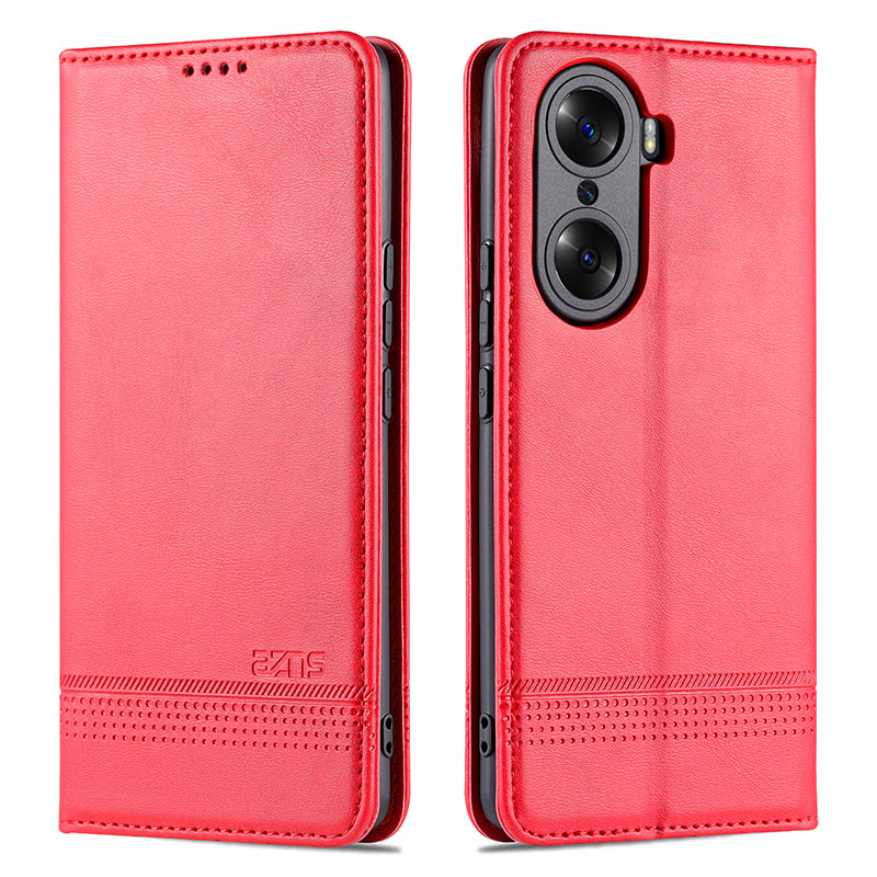 AZNS PU Leather + TPU Wallet Flip Case Magnetic Absorption Folding Stand Protective Cover for Honor 60 Pro