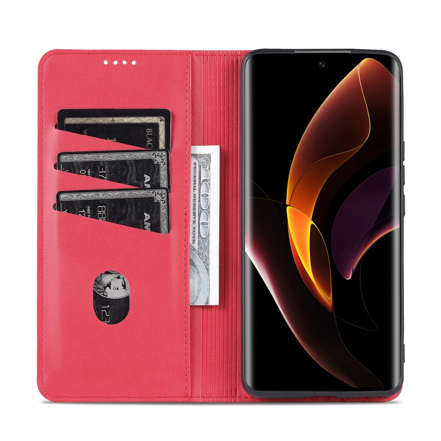 AZNS PU Leather + TPU Wallet Flip Case Magnetic Absorption Folding Stand Protective Cover for Honor 60 Pro