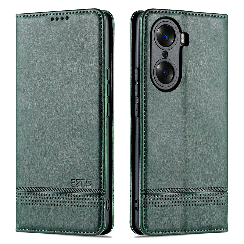 AZNS PU Leather + TPU Wallet Flip Case Magnetic Absorption Folding Stand Protective Cover for Honor 60 Pro