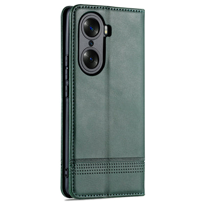 AZNS PU Leather + TPU Wallet Flip Case Magnetic Absorption Folding Stand Protective Cover for Honor 60 Pro